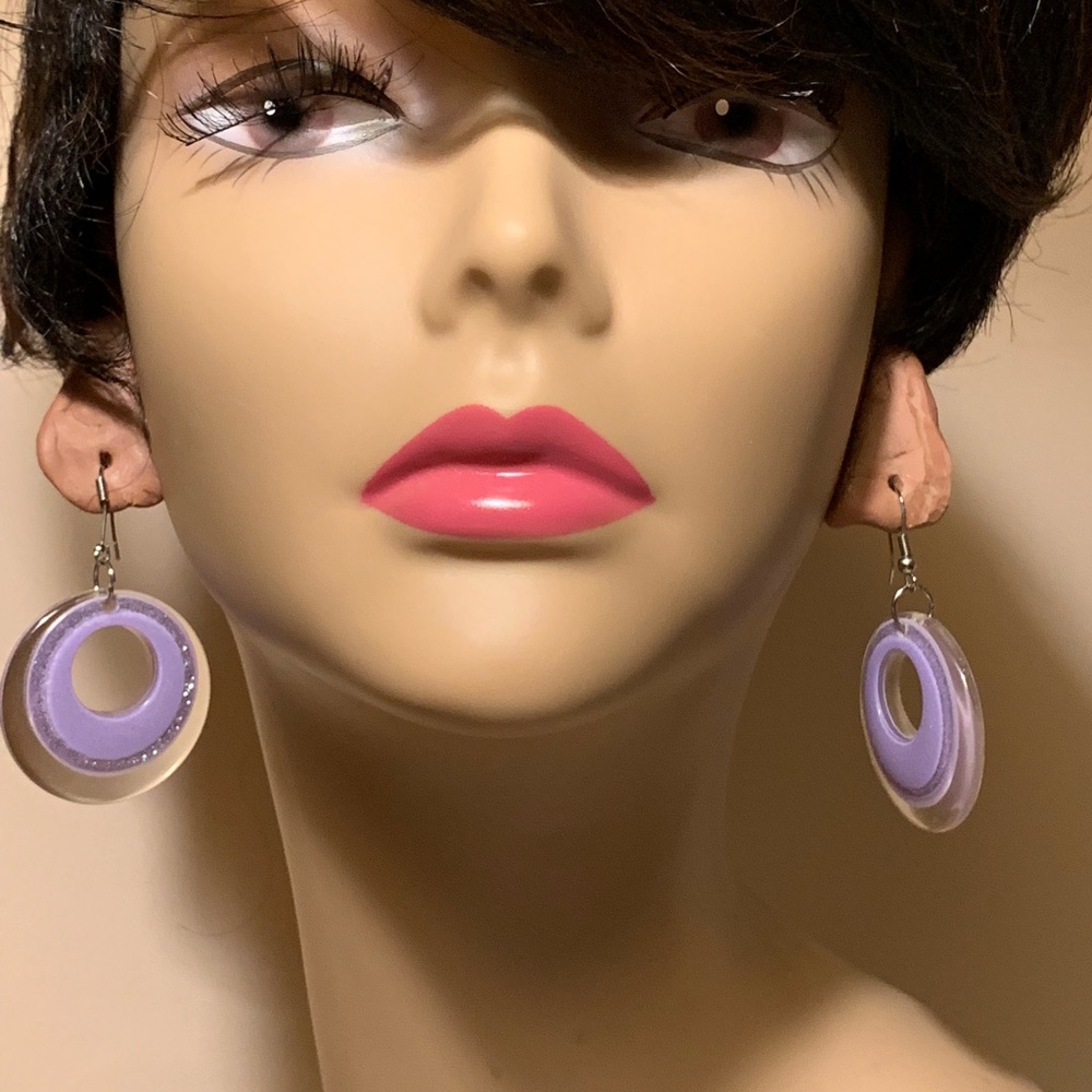 Vintage Lucite Hoop Earrings